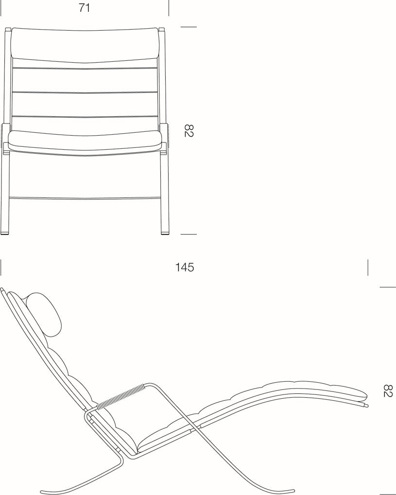 Chaise longue FK 87 Grasshopper Chair, icône du design par Preben Fabricius et Jørgen Kastholm : acier chromé et cuir.