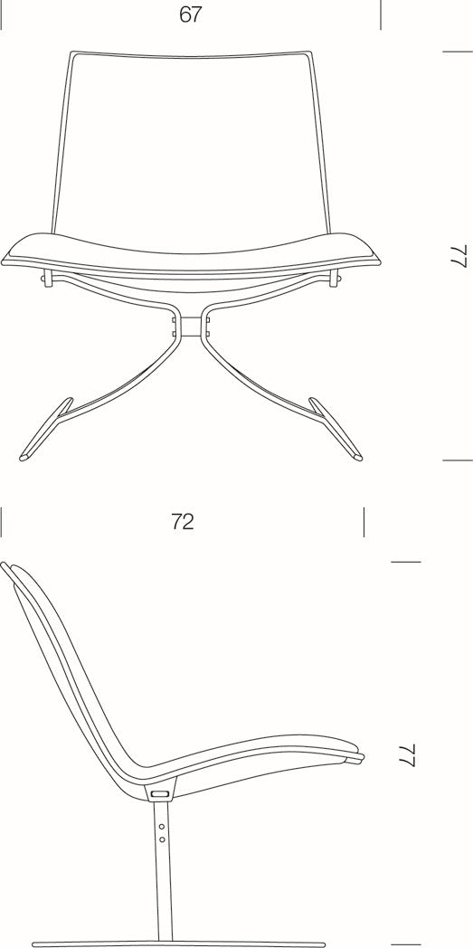 Chaise lounge JK 710 dite Skater Chair de Jørgen Kastholm en acier chromé et cuir aniline.