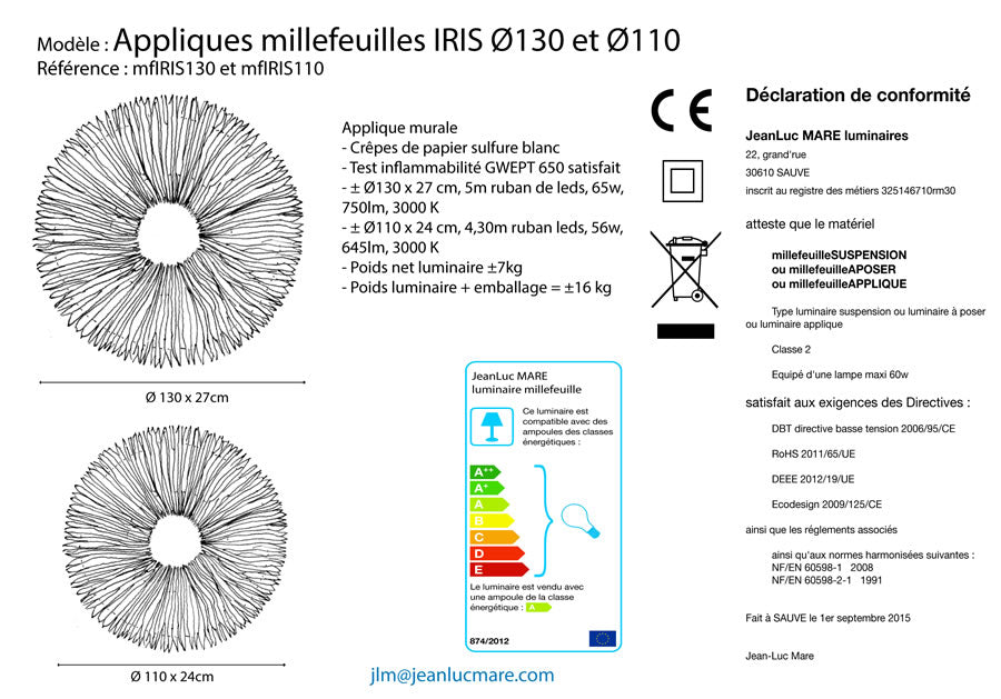 Iris - 130 - Applique en papier façonné