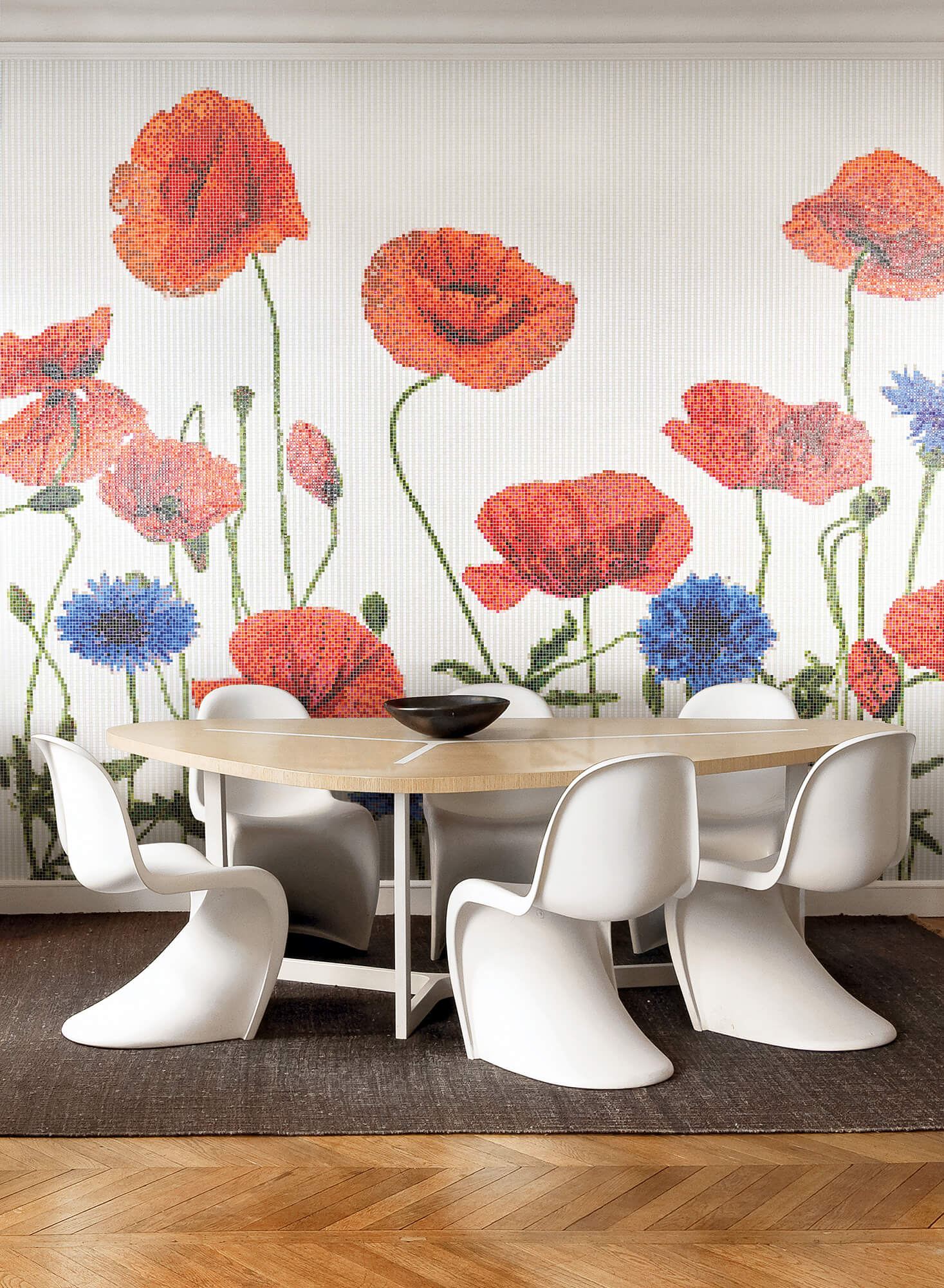 Mosaïque murale BISAZZA Hameau, en verre, composition en panneau décoratif sur mesure, décorative contemporaine