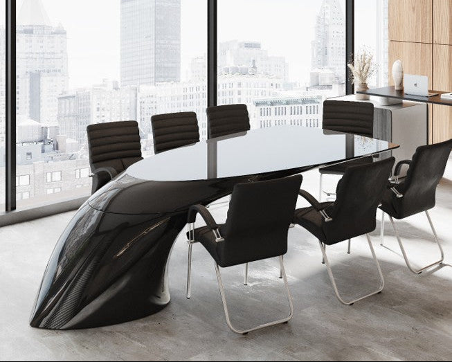 Table-Bureau FLYBRIDGE : design sculptural pour yachting, bureaux premium ou showroom.