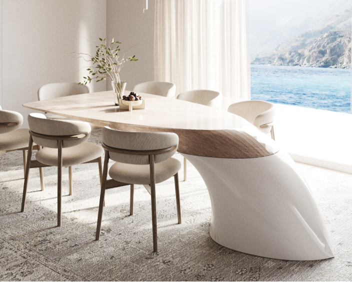 Table-Bureau FLYBRIDGE : design sculptural pour yachting, bureaux premium ou showroom.