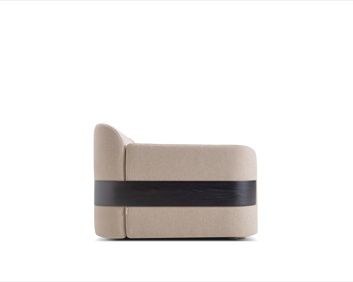 Canapé hugg modular  vue coté encadrement noir tel que présenté au showroom longitude marseille
