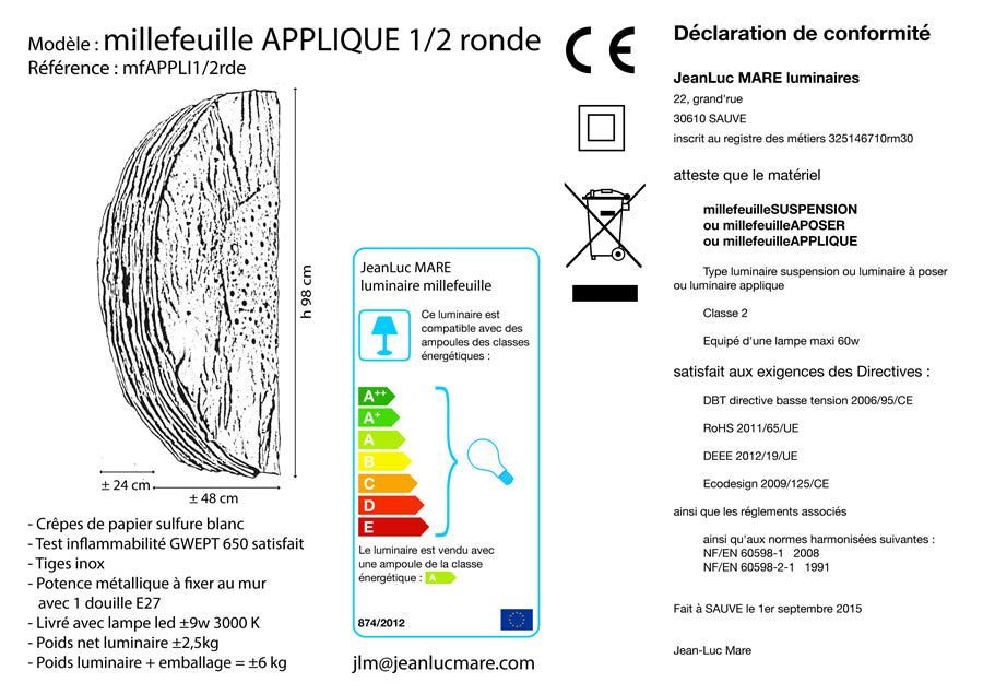 Demi Ronde - 100 - Applique en papier façonné