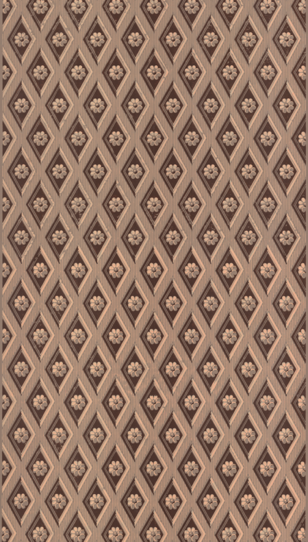 Papier peint imprimé à la planche par l’Atelier d’Offard, création artisanale présentée par Longitude à Marseille motif petits caissons avec marguerite directoire